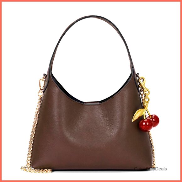 Small Hobo Bag Faux Leather Tote with Chain Strap for Women